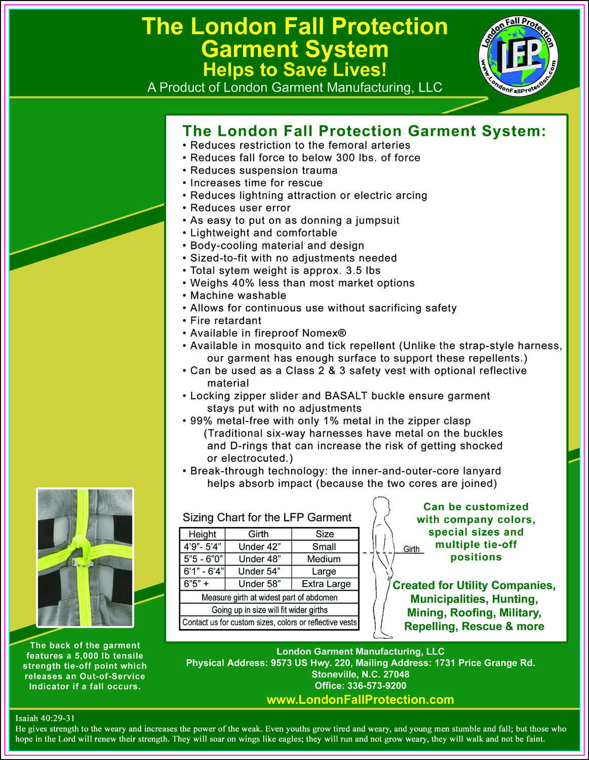 LONDON FALL PROTECTION FLYER BACK 